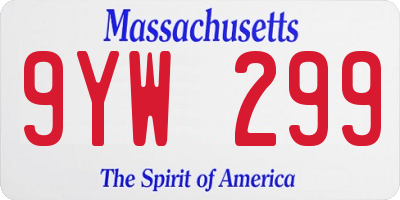 MA license plate 9YW299