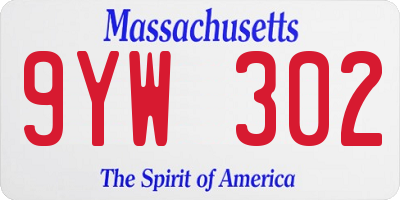 MA license plate 9YW302