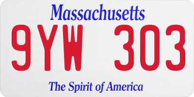 MA license plate 9YW303