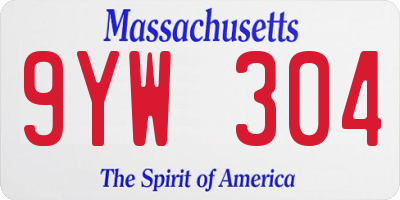 MA license plate 9YW304