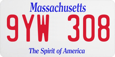 MA license plate 9YW308