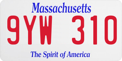 MA license plate 9YW310