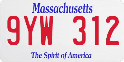 MA license plate 9YW312