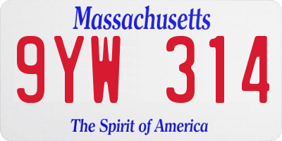 MA license plate 9YW314