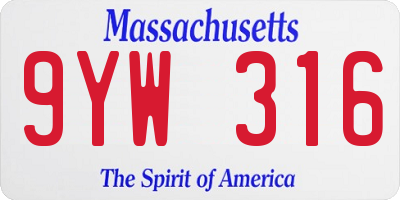 MA license plate 9YW316