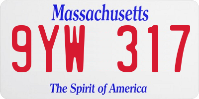 MA license plate 9YW317