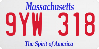 MA license plate 9YW318