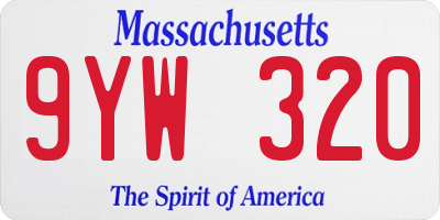 MA license plate 9YW320