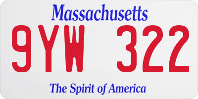 MA license plate 9YW322