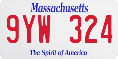 MA license plate 9YW324