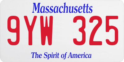 MA license plate 9YW325