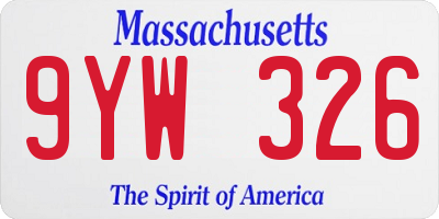MA license plate 9YW326