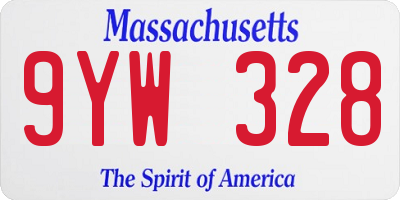 MA license plate 9YW328