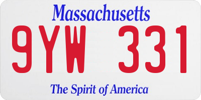 MA license plate 9YW331