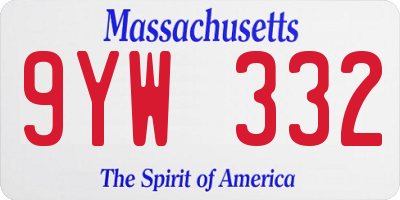 MA license plate 9YW332