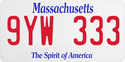 MA license plate 9YW333