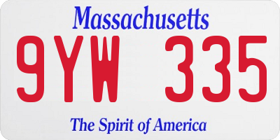 MA license plate 9YW335