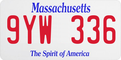 MA license plate 9YW336