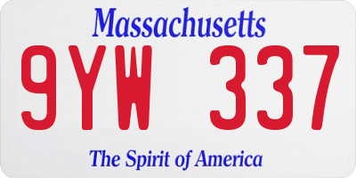 MA license plate 9YW337