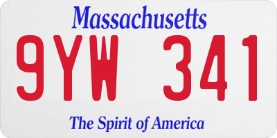 MA license plate 9YW341