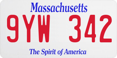 MA license plate 9YW342