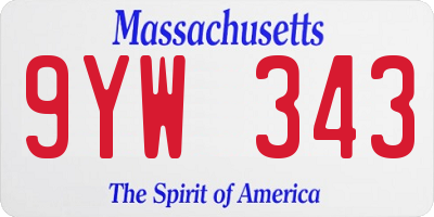 MA license plate 9YW343