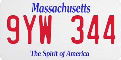 MA license plate 9YW344