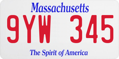 MA license plate 9YW345