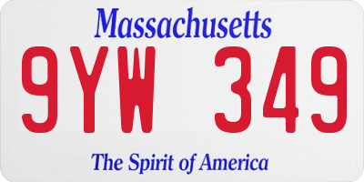 MA license plate 9YW349