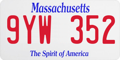 MA license plate 9YW352