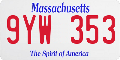 MA license plate 9YW353