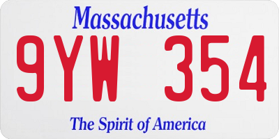 MA license plate 9YW354