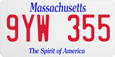 MA license plate 9YW355