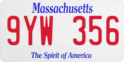 MA license plate 9YW356
