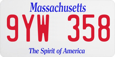 MA license plate 9YW358