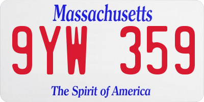 MA license plate 9YW359