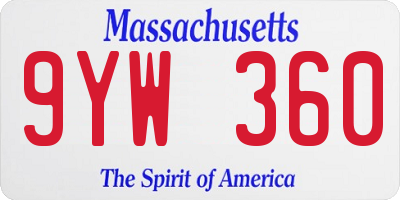 MA license plate 9YW360