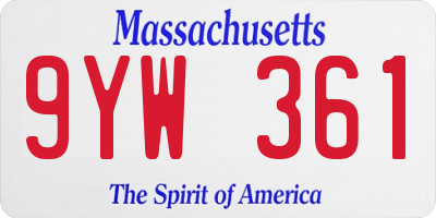 MA license plate 9YW361