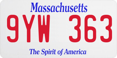 MA license plate 9YW363