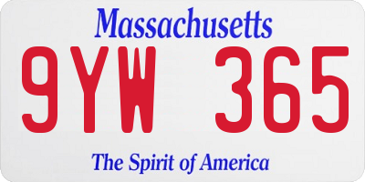 MA license plate 9YW365