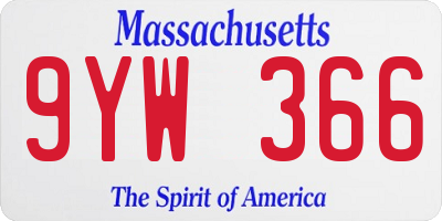 MA license plate 9YW366