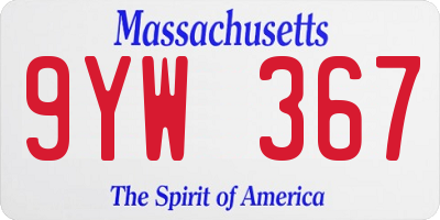 MA license plate 9YW367