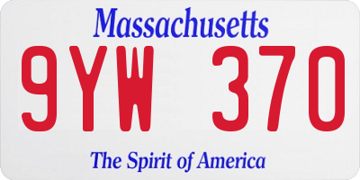 MA license plate 9YW370