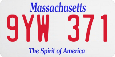 MA license plate 9YW371