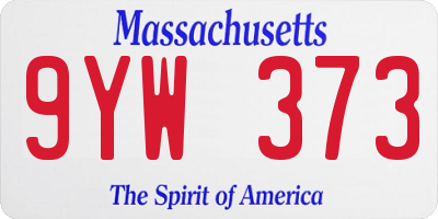 MA license plate 9YW373