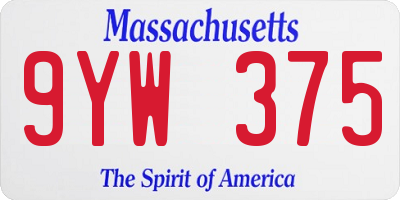 MA license plate 9YW375