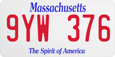 MA license plate 9YW376