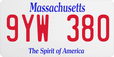 MA license plate 9YW380