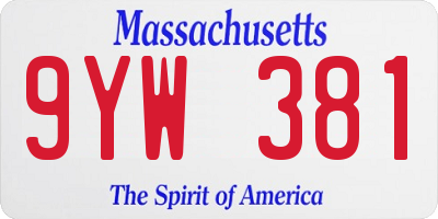 MA license plate 9YW381