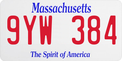MA license plate 9YW384